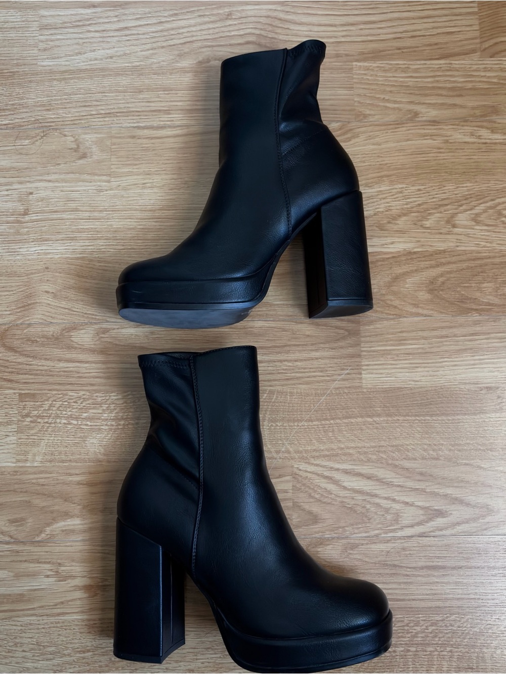 SHEIN Black Ankle Chunky Heel Boots